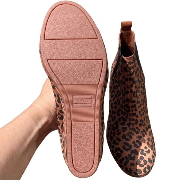 Toms Bootie Wedge Kelsey Dark Ember Leopard Suede 8 NWT - Picture 6 of 6